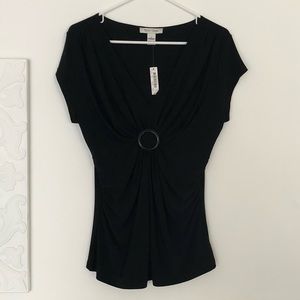 WHBM Black Blouse Top NWT Large